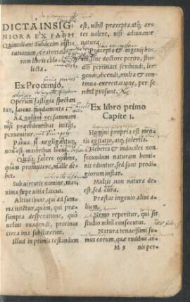 Dicta Insigniora Ex Fabii Quintiliani duodecim institutionum oratoriarum libris collcta.
