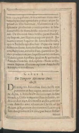 Caput I. De Tempore Adventus Antichristi.