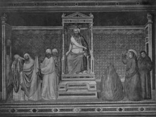 Kapellenausmalung — Szenen der Franziskuslegende — Feuerprobe vor dem Sultan
