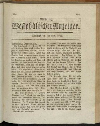 Num. 19. Dienstags, den 5ten März. 1799