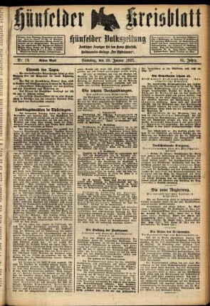 Erste Ausgabe vom Samstag, den 29. Januar 1927.
