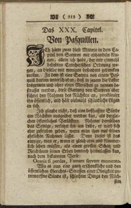 Das XXX. Capitel. Von Pasquillen.