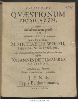 Fasciculus Quaestionum Physicarum
