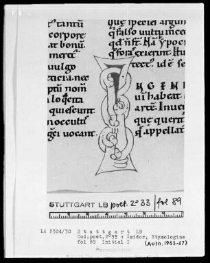 Isidor von Sevilla, Etymologiae — Initiale I, Folio 89recto