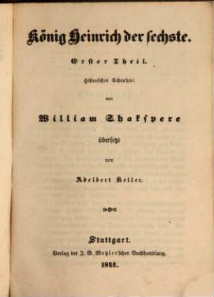 Schauspiele, übers. u. erläutert von Adelbert Keller u. Moriz Rapp, VIII
