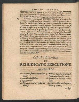 Caput Ultimum. De Reiiudicatae Executione.