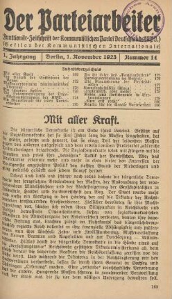 1. Jahrgang, Berlin, 1. November 1923, Nummer 14