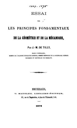 Essai sur les principes fondamentaux de la géométrie et de la mécanique