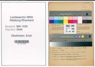 Entnazifizierung Erich Dieckmann , geb. 05.05.1905 (Berginspektor)
