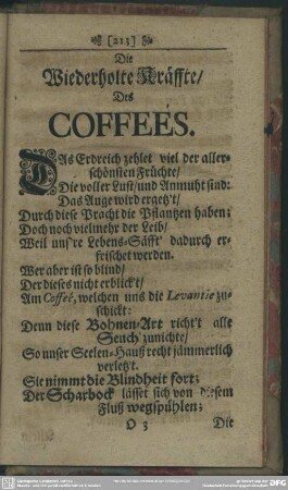 Die Wiederholte Kräffte, Des Coffeés