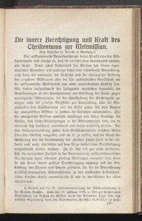 Die innere Berechtigung und Kraft des Christentums zur Weltmission