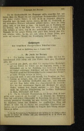 Satzungen des deutschen evangelischen Schulvereins : nach der Feststellung vom 1. October 1868