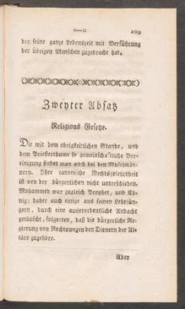 Zweyter Absatz Religions Gesetze.