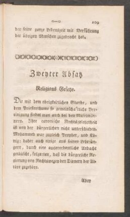 Zweyter Absatz Religions Gesetze.