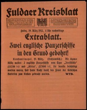 Dritte Ausgabe vom Freitag, den 19. März 1915.