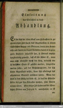 Einleitung des Verfaßers in diese Abhandlung