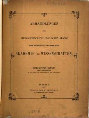 Abhandlungen der Bayerischen Akademie der Wissenschaften, Philosophisch-Philologische und Historische Klasse. 14, 49 = 14. 1877/78