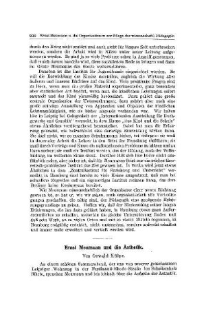 Ernst Meumann und die Ästhetik