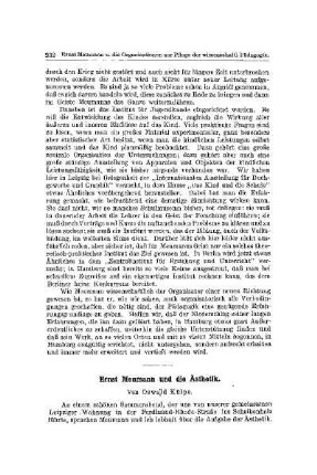 Ernst Meumann und die Ästhetik