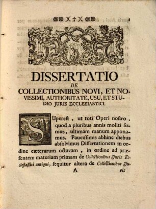 Collectiones iuris ecclesiastici novi et novissimi a Decreto Gratiani usque ad nostra tempora, item de authoritate usu et studio eiusdem : Dissertatio II.