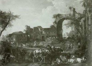 Römischer Viehmarkt mit einem gemüsetragenden Schimmel