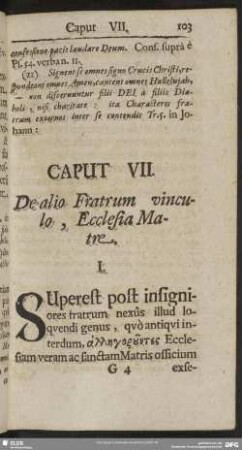 Caput VII. De alio Fratrum vinculo, Ecclesia Matre
