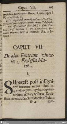 Caput VII. De alio Fratrum vinculo, Ecclesia Matre
