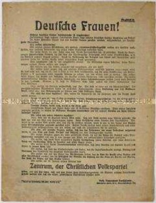 Aufruf des Katholischen Frauenbundes Deutschlands zur Wahl der Zentrumspartei in die Nationalversammlung 1919