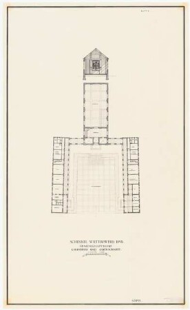 Siedlung für Kriegsbeschädigte Schinkelwettbewerb 1945: Gemeinschaftshaus. Grundriss und Querschnitt 1:200