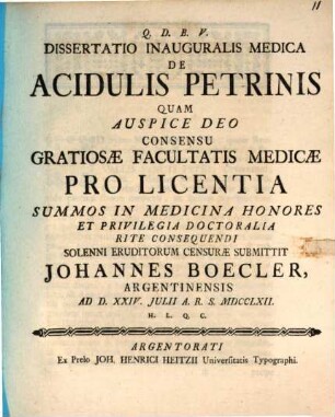 Diss. inaug. med. de acidulis Petrinis