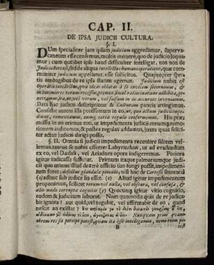 Cap. II. De Ipsa Judicii Cultura.
