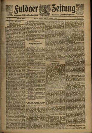 Erste Ausgabe vom Freitag, den 27. Januar 1911.