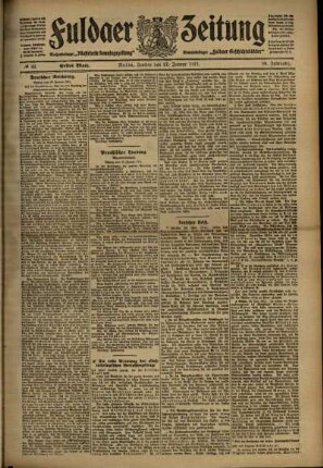 Erste Ausgabe vom Freitag, den 27. Januar 1911.