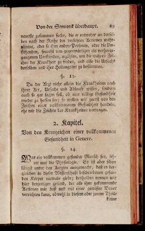 2. Kapitel. Von den Kennzeichen einer vollkommenen Gesundheit in Genere.