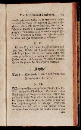 2. Kapitel. Von den Kennzeichen einer vollkommenen Gesundheit in Genere.
