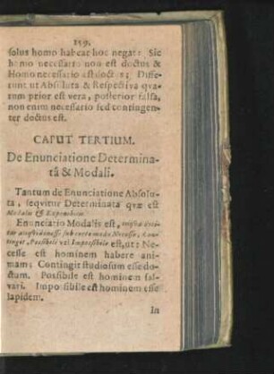 Caput Tertium. De Enunciatione Determinata & Modali.