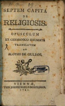 Septem Capita De Religiosis