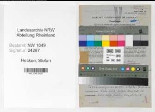 Entnazifizierung Stefan Hecken , geb. 18.08.1895 (Brandmeister)
