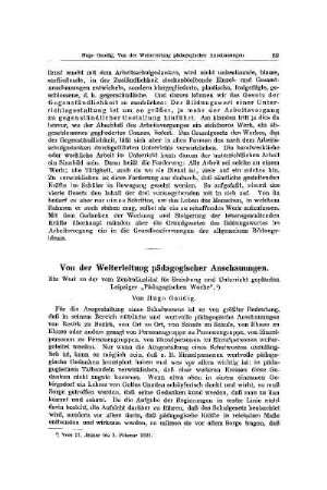 Von der Weiterleitung pädagogischer Anschauungen : ein Wort zu der vom Zentralrat für Erziehung und Unterricht geplanten Leipziger "Pädagogischen Woche"