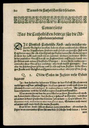 Conversatio Was die Catholischen bewegt für die Abgestorbenen zubetten?