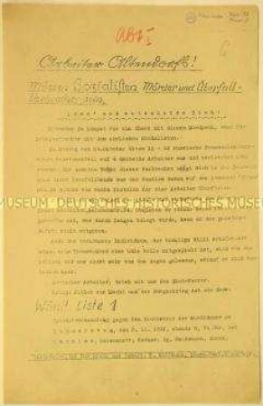 Programmatischer Wahlaufruf der Nationalsozialisten an sozialistische Arbeiter zur Reichstagswahl November 1932