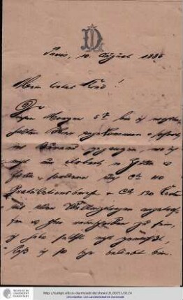 Brief vom 10.08.1885