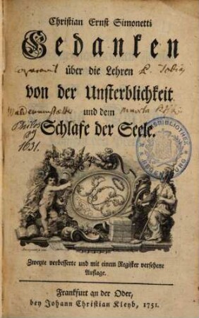 Gedanken über die Lehren von der Unsterblichkeit und dem Schlafe der Seele, 1