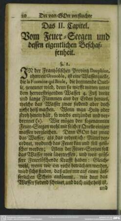 Das II. Capitel. Vom Feuer-Seegen und dessen eigentlichen Beschaffenheit