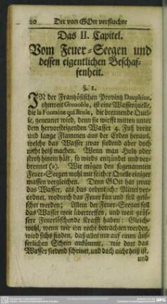 Das II. Capitel. Vom Feuer-Seegen und dessen eigentlichen Beschaffenheit