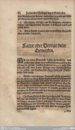 Factor oder Verleger derer Gewercken.