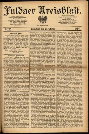 Erste Ausgabe vom Samstag, den 23. Oktober 1897.