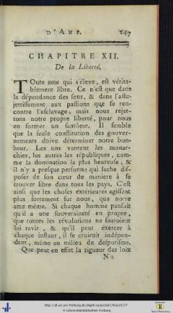 Chap. XII. De la Liberté.