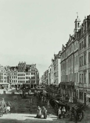 Der Altmarkt zu Dresden von der Schloßstraße aus