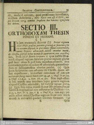 Sectio III. Orthodoxam Thesin Ponens Et Probans